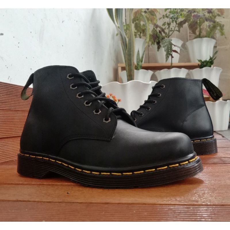 Jual sepatu boots 6hole kulit asli sepatu ehwan mirip docmart | Shopee ...