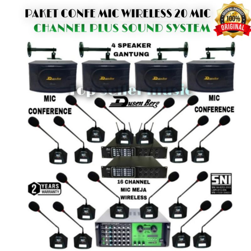 Jual PAKET SOUND CONFERENCE MIC MEJA WIRELESS 20 CHANNEL PLUS SOUND ...