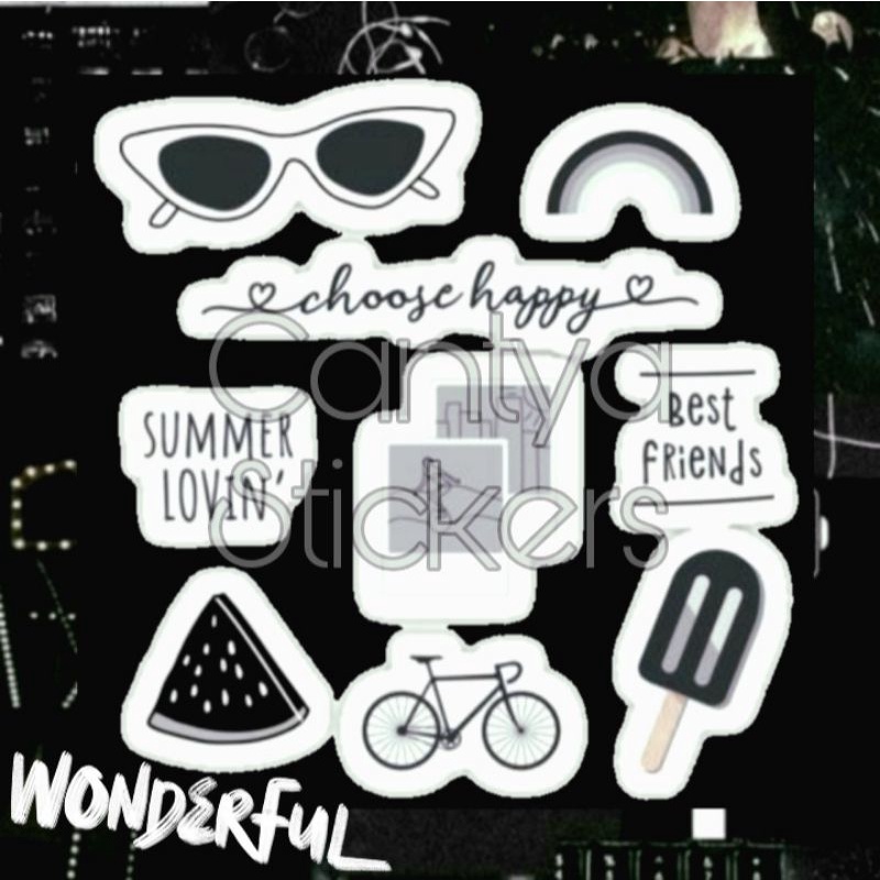 Jual Sticker Hitam Aesthetic Black // Sticker Black Hitam Journal