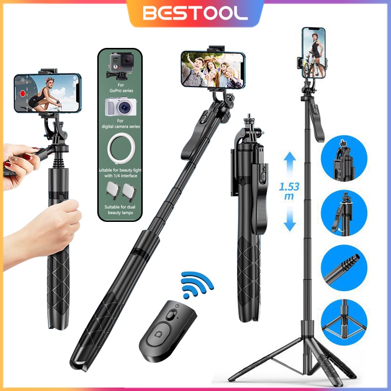 Jual BESTOOL Tripod Tongsis L16 153cm Wireless Selfie Stick Tripod HP