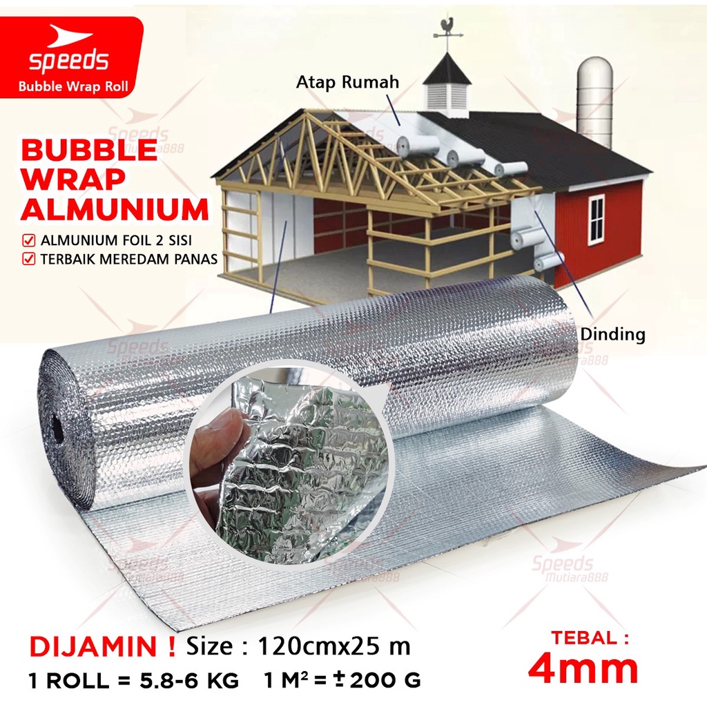 Jual SPEEDS Aluminium Bubble Foil Wrap 120cmx25m Anti Panas Insulasi