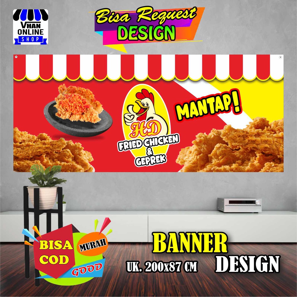 Jual Spanduk Banner Jualan Ayam Crispy Ayam Geprek Chicken Murah Simple Shopee Indonesia 3410