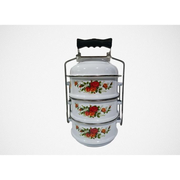 Jual Rantang Enamel Putih 16 cm Susun 3 Tutup Mangkok | Shopee Indonesia