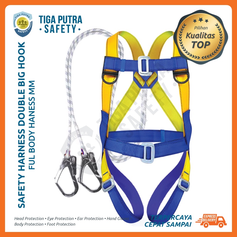 Jual Safety Harness / Full Body Harness Lanyard Double Big Hook MM Safety Shopee Indonesia