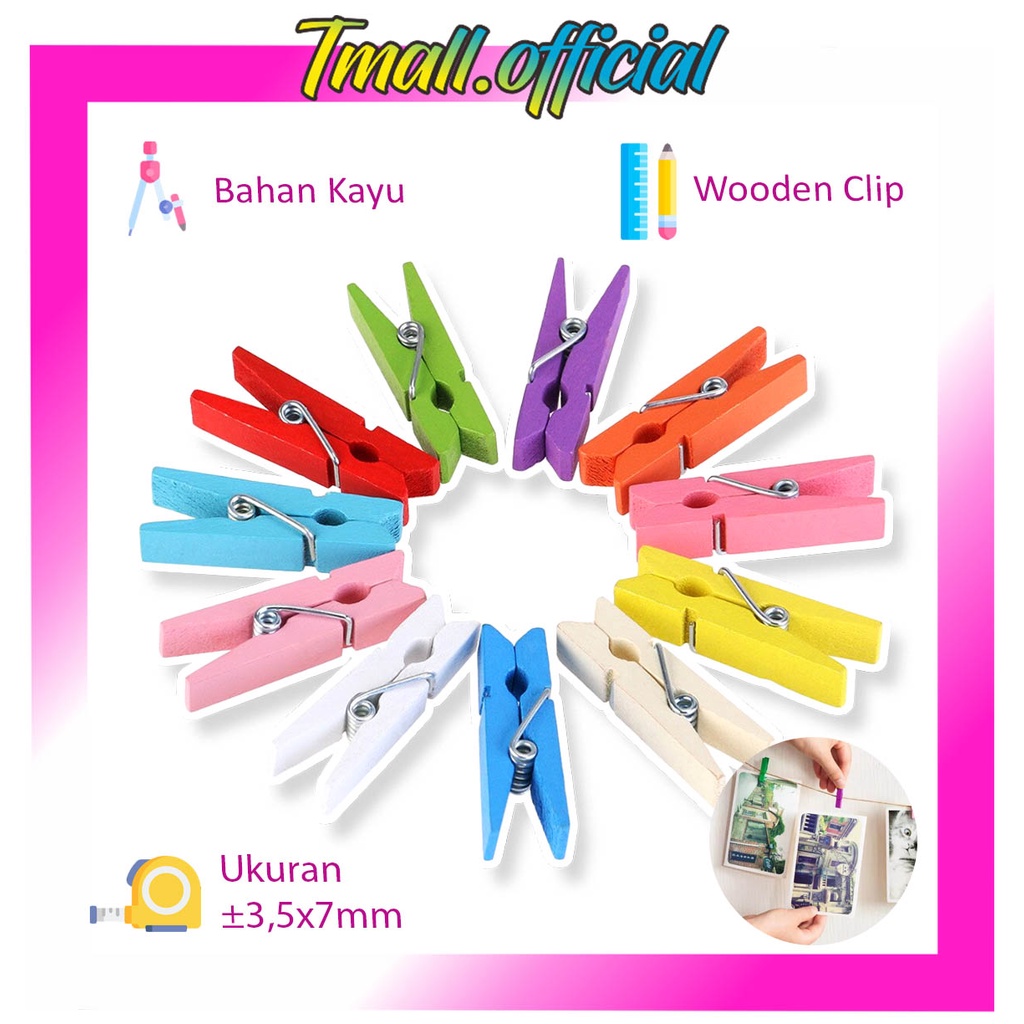 Jual Tmall R Klip Mini Jepit Foto Bahan Kayu Ukuran Mm Wooden Clip Penjepit Polaroid Per