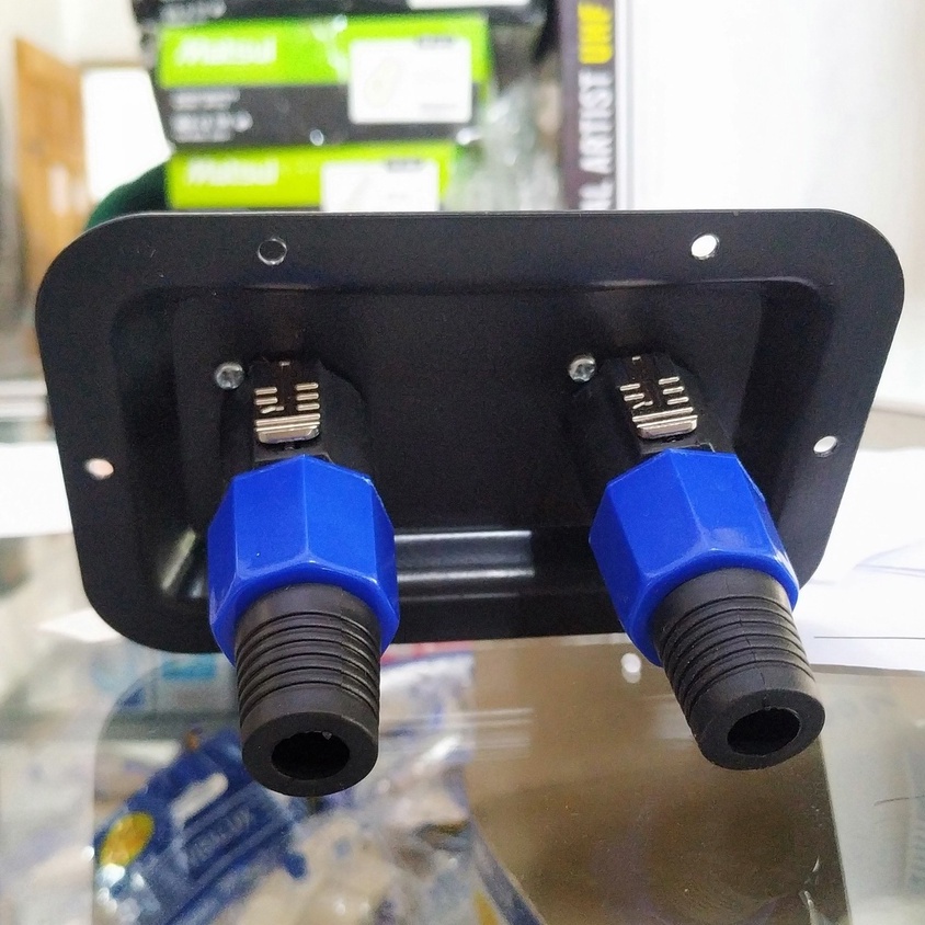 Jual satu set plat besi spikon dan socket speakon biru spicon plat ...