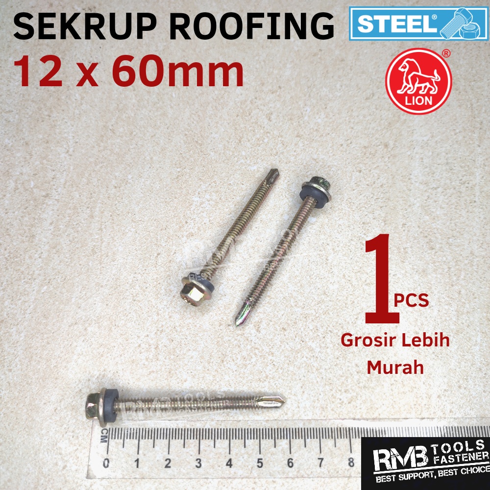 Jual X Baut Sekrup Roofing Ulir Kuning Halus Brand Moon Lion