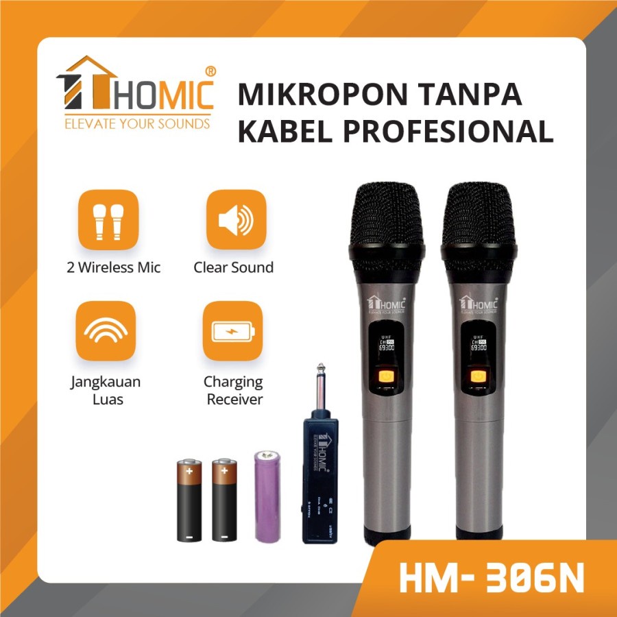 Jual Microphone Double Wireless Homic HM-306N Mic Vokal Tanpa Kabel ...