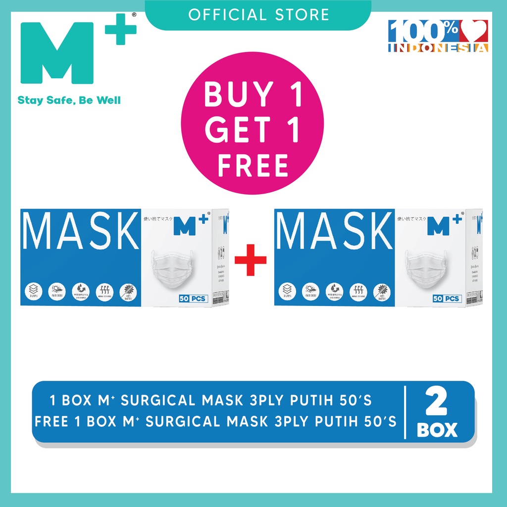 Jual Paket 2 Box M+ Masker Medis Earloop 3 Ply Paket 2 Box- Surgical ...