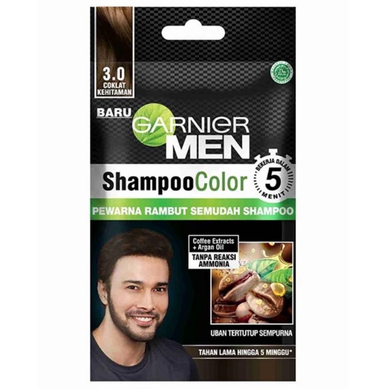 Jual Garnier Men Shampo Hair Color 3.0 Coklat Kehitaman 20ml Shopee