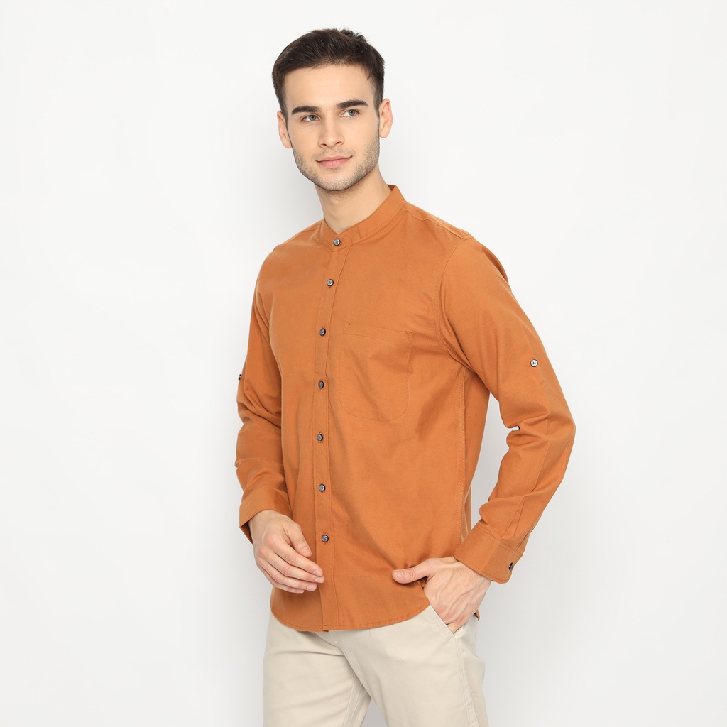 Jual Code Male - Zayn kemeja Pria Kerah Koko Warna Ochre Lengan Panjang ...