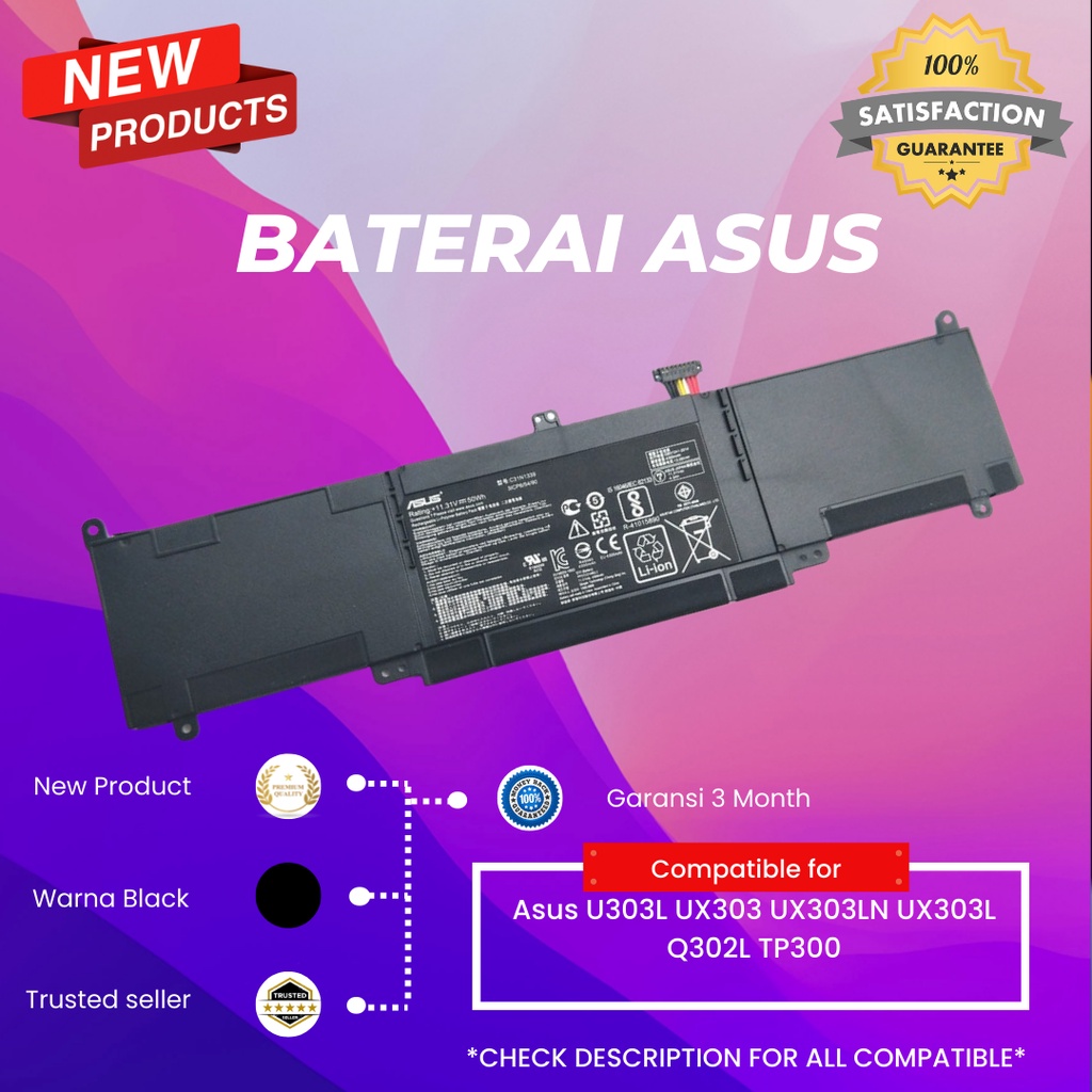 Jual Baterai Laptop Asus Zenbook Tp L Ux La Ux Lb Ux Ln Ux Ua Ux Ub Ori