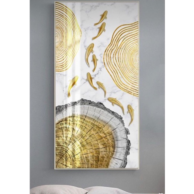 Jual lukisan ikan kOi abstrack gold aestetic KI440 | Request Gambar ...