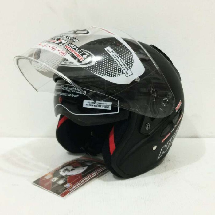 Jual Helm Helm Nhk R1 Double Visor Solid Hitam Doff Half Face | Shopee ...