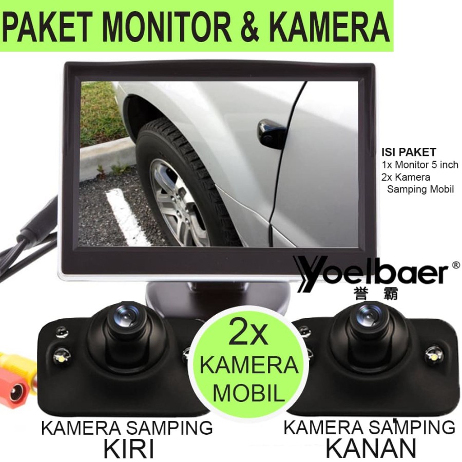 Jual Paket 2 Kamera Samping Mobil dengan Layar 5 inc termasuk Box ...