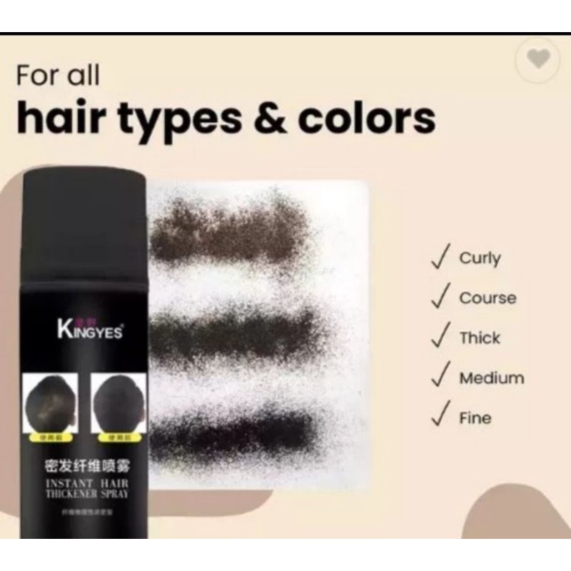 Jual KINGYES Instant Hair Thicker Spray BLACK 130ml Shopee Indonesia