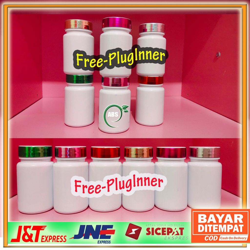 Jual Botol Kapsul 100 ml / Botol obat Kapsul 100ml isi 30 + Plug Inner ...