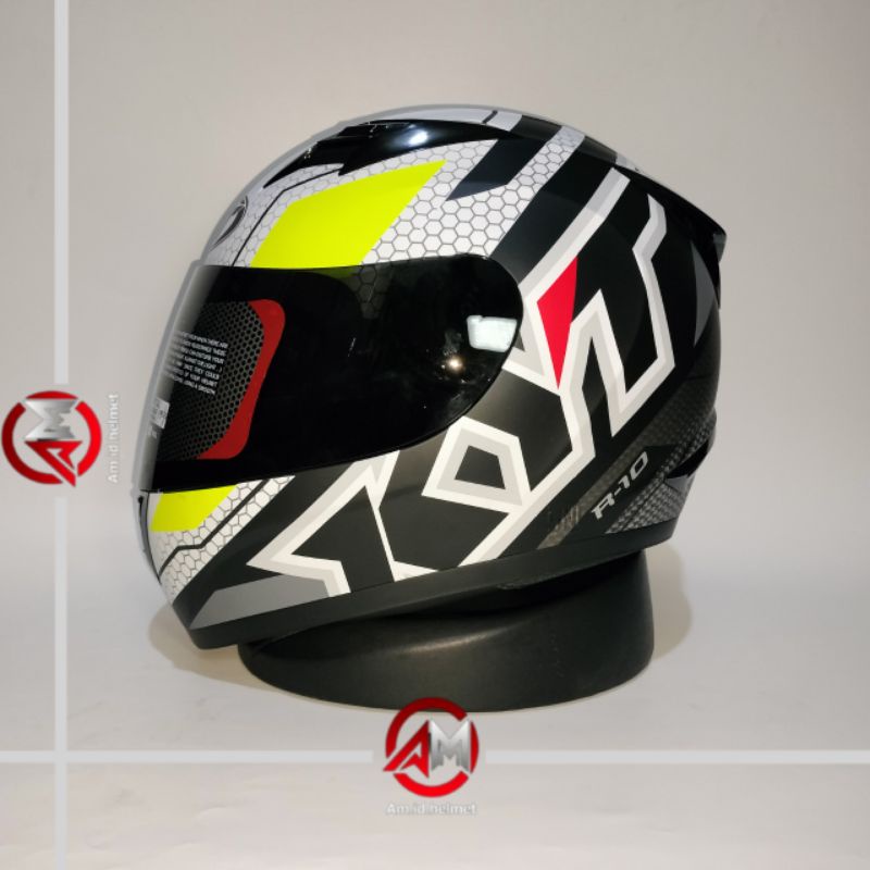 Jual HELM KYT R10 #5 MATT BLACK YELLOW FULL FACE KYT HELM R 10 SERI 5 ...