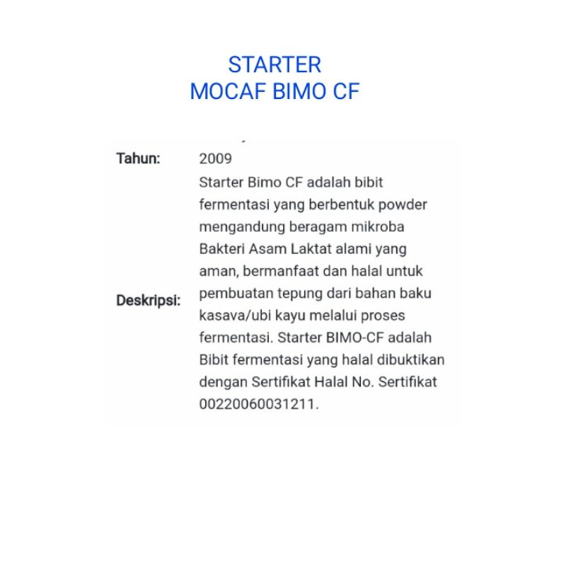 Jual Jual Starter Mocaf Bimo cf 500 Gr Terlaris | Shopee Indonesia