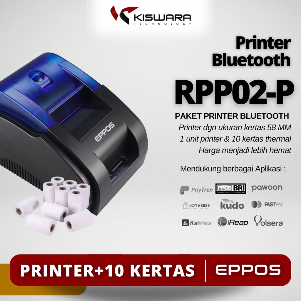 Jual Paket Printer Bluetooth EPPOS RPP02 + 10 Roll Kertas ALAT KASIR