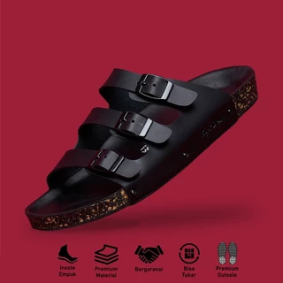ED Eight Dream - Kama Full Black Sandal Casual Pria Wanita Sendal Main Kasual Modern Gaul Ori Original Laki-laki Cowok Distro Kekinian Terbaru