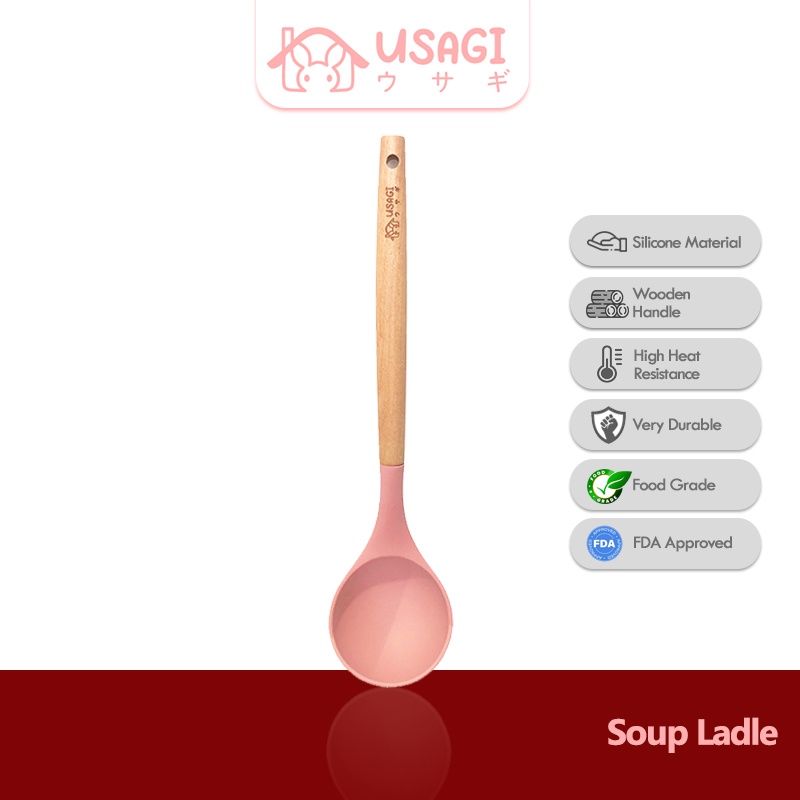 Jual Usagi Food Grade Wooden Silicone Spatula Turner Brush Whisk