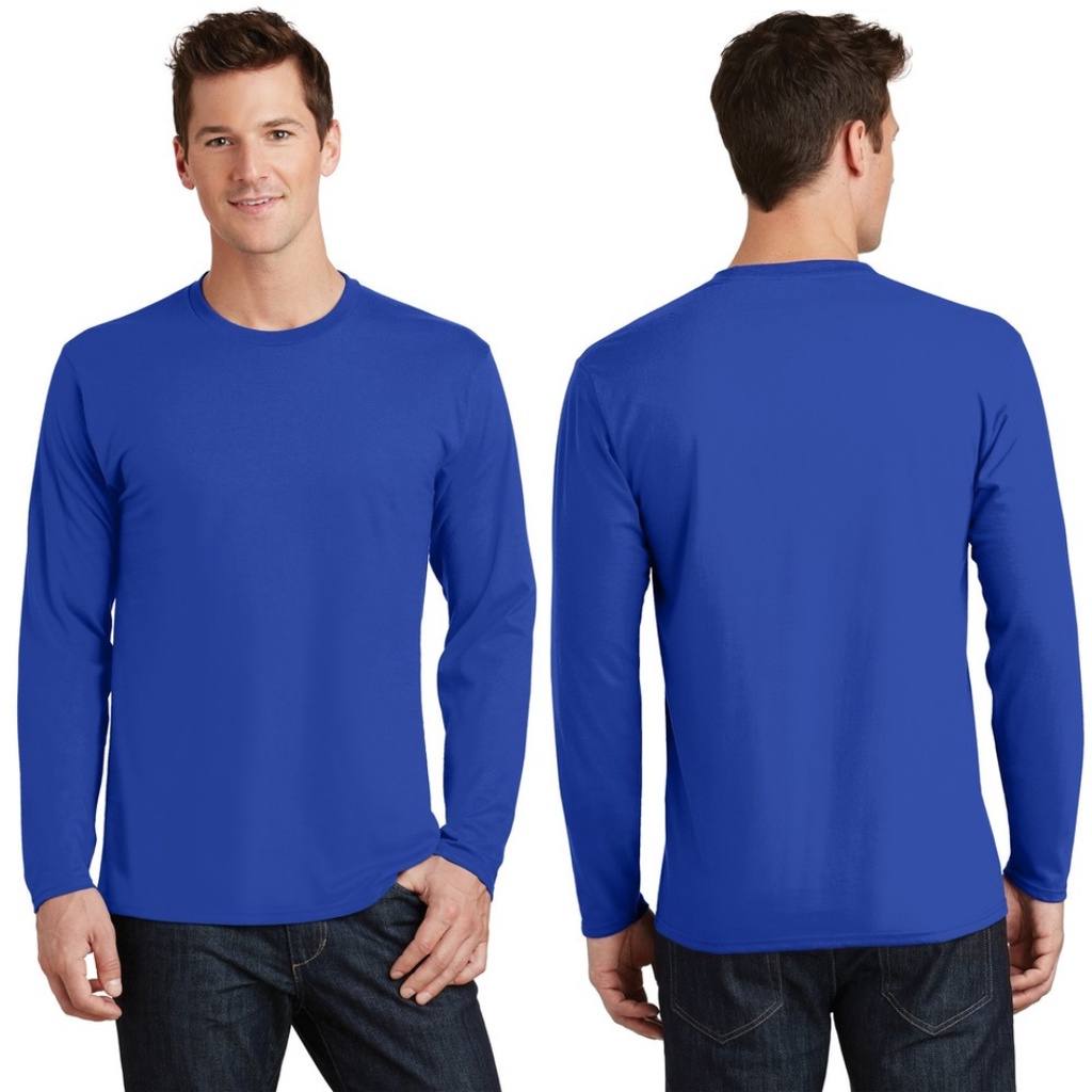 Jual Baju Kaos Lengan Panjang Warna Biru Benhur Polos O Neck Unisex