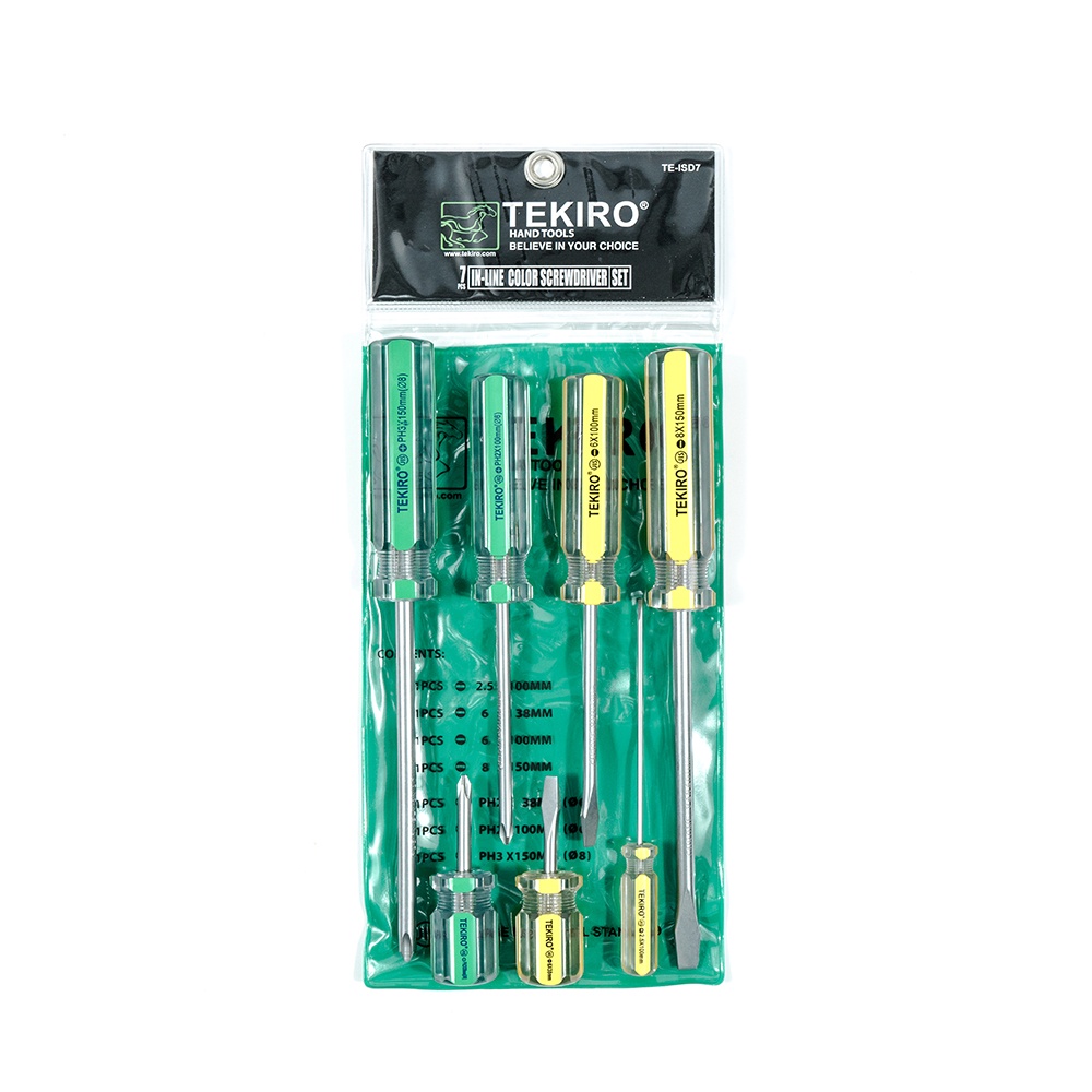 Jual TEKIRO IN LINE COLOR SCREWDRIVER SET 7 PCS | Shopee Indonesia
