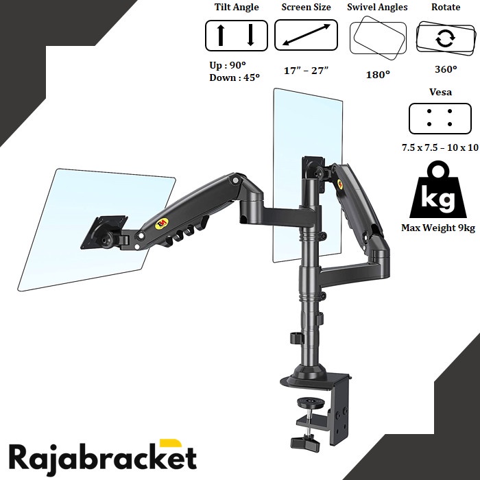 Jual BRACKET MONITOR 17 22 24 27 INCH, DUAL ARM MONITOR FULL MOTIONS ...