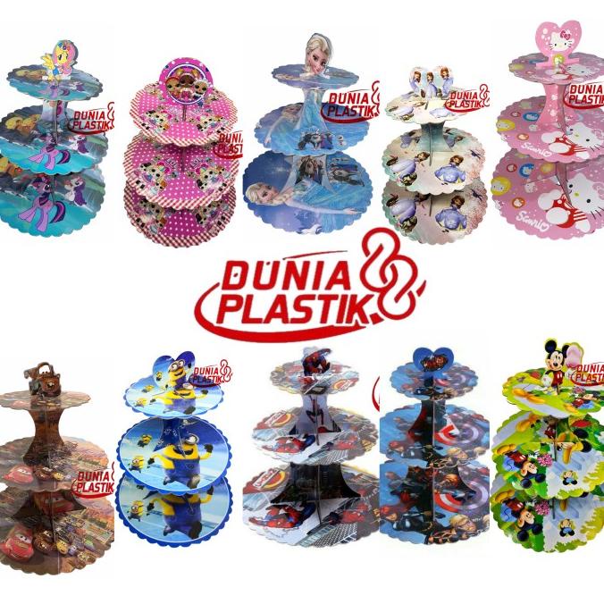 Jual Sale Standing Stand Tempat Kue Cup Cake Cupcake 3 Tier Susun Motif