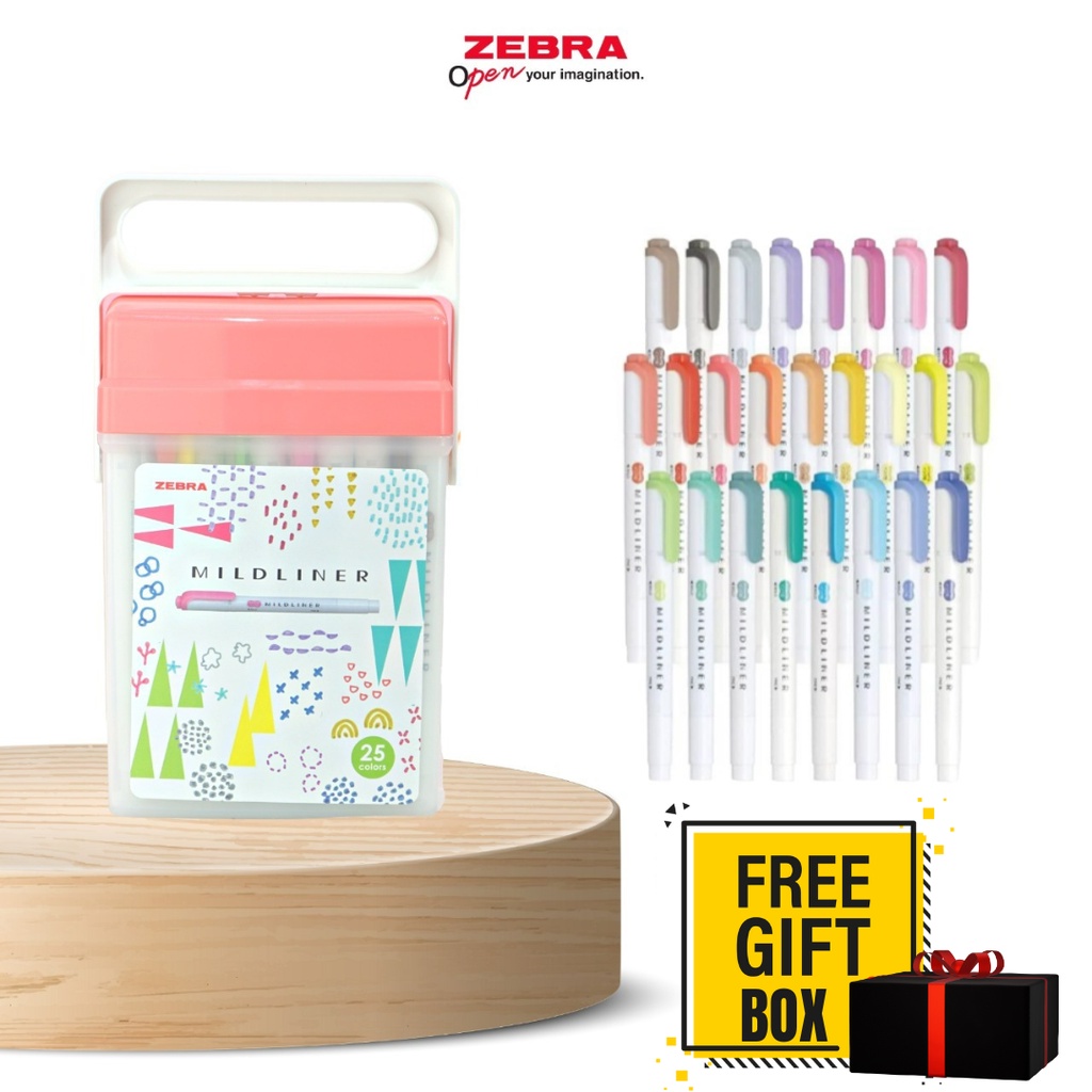 Jual Zebra Mildliner Set 25pcs - Free Gift Box | Shopee Indonesia