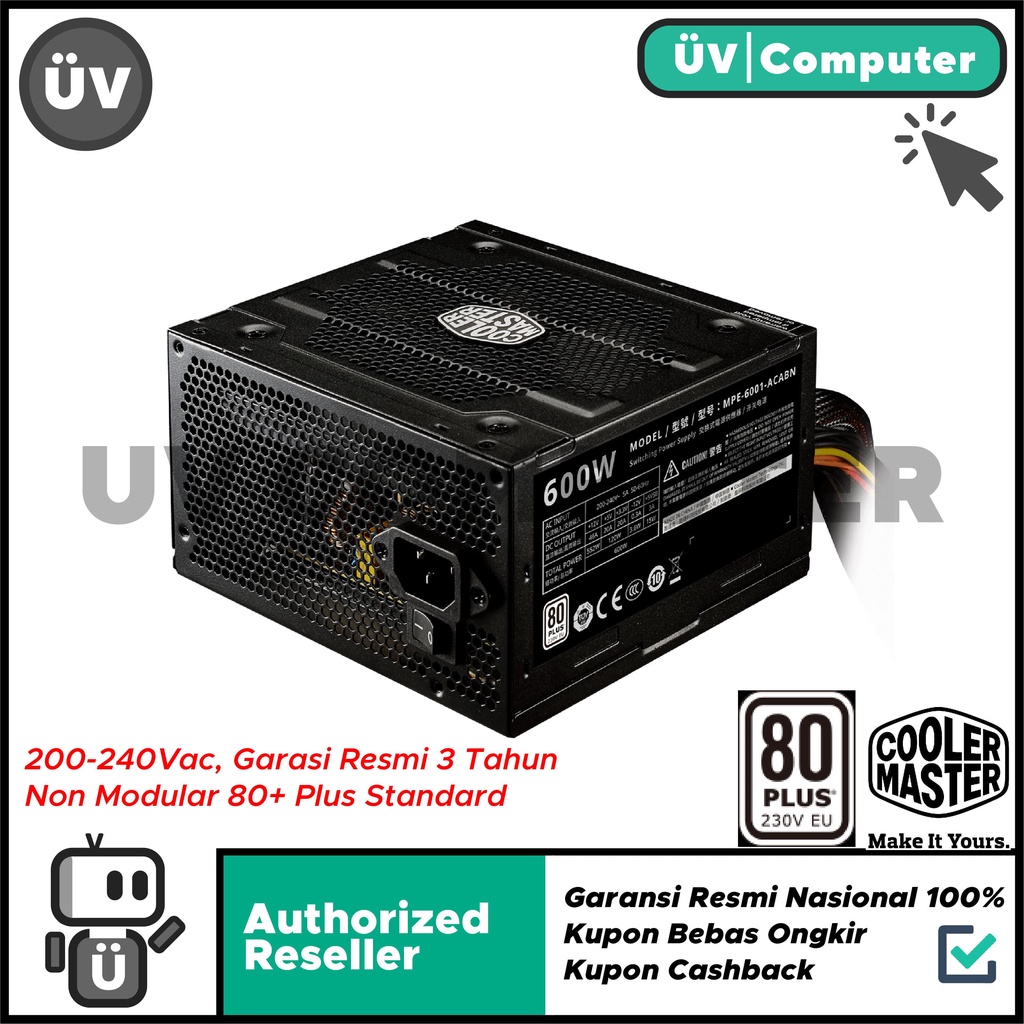 Jual Power Supply PSU Cooler Master Elite V4 600W 230V 80+ Plus Resmi ...