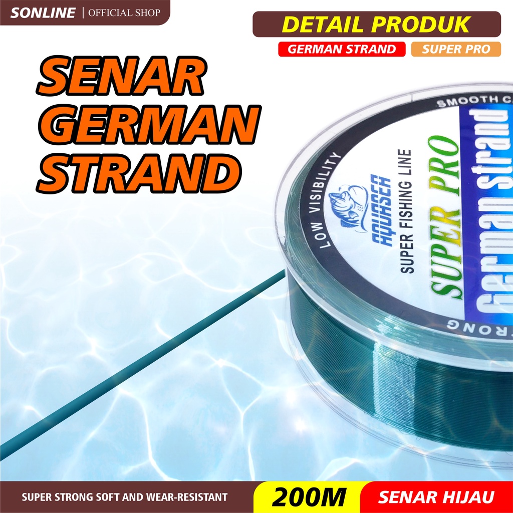 Jual SONLINE Tali Pancing Hijau Germany Fishing Line 200m Senar Pancing ...