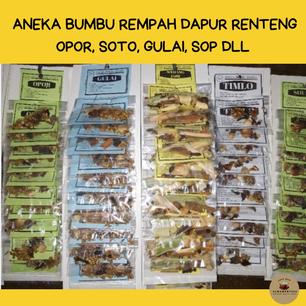 Jual ANEKA BUMBU REMPAH DAPUR RENTENG SOTO, GULAI, SOP DLL | Shopee ...