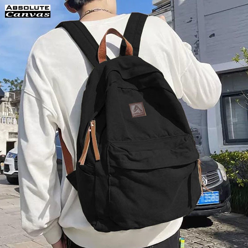 Jual Kanvas Pria Wanita (HITAM) Tas Ransel Kanvas Pria Wanita (ARMY