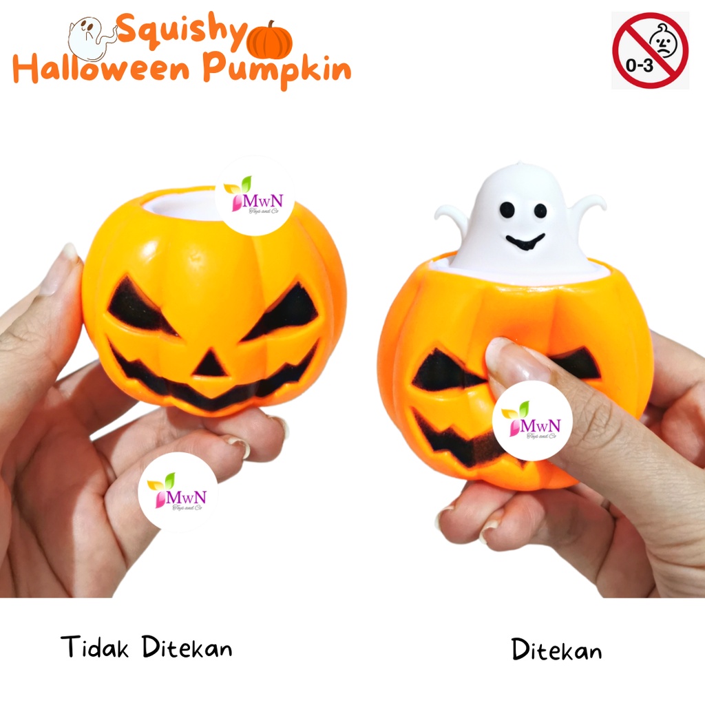 Jual MWN Mainan Squishy Labu ada Hantu / Squishy Pumpkin Anti stress ...