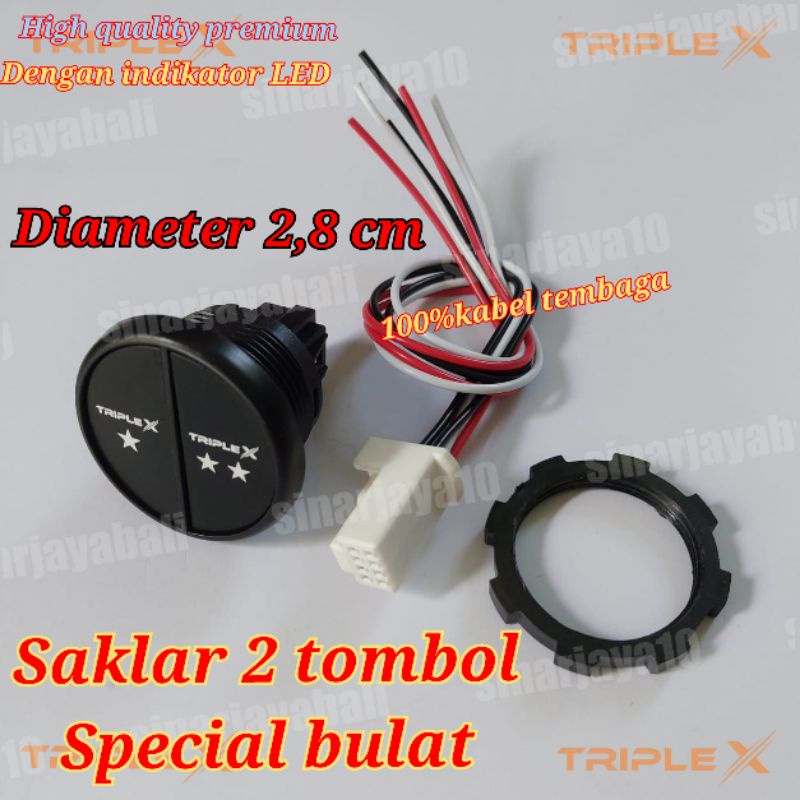 Jual Saklar Lampu Mobil Bulat Switch On Off Tambahan Lampu Tembak Sakelar Foglamp Dobel Tombol