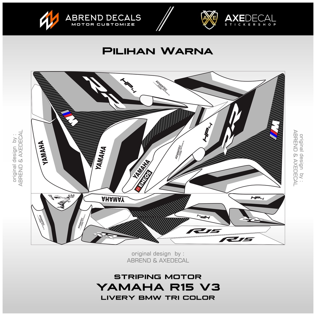 Jual Striping R15 V3 Livery BMW Tri Color Racing / Stiker Motor Yamaha ...