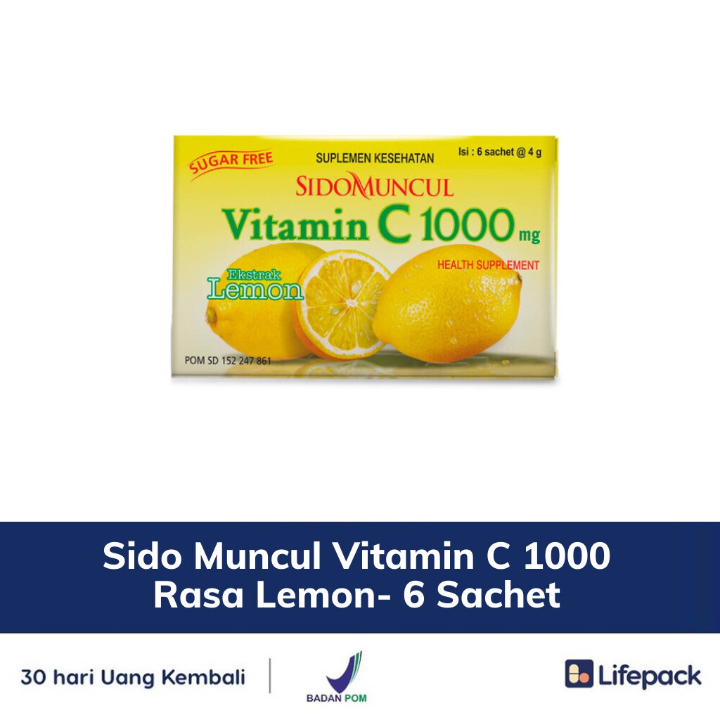 Jual Sido Muncul Vitamin C 1000 Rasa Lemon 6 Sachet LIFEPACK