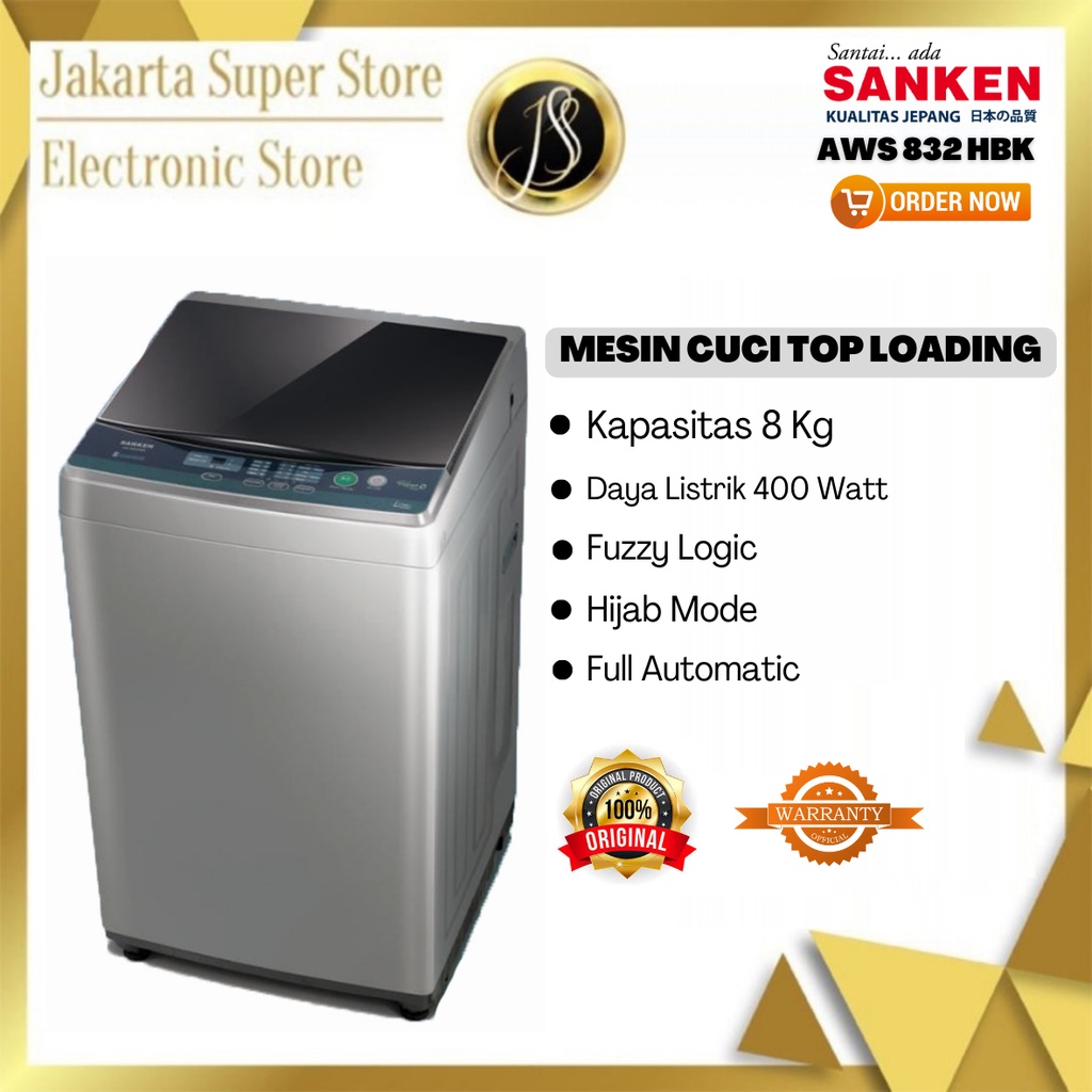 Jual SANKEN MESIN CUCI 1 TABUNG AWS 832 HBK KAPASITAS 8 KG Shopee