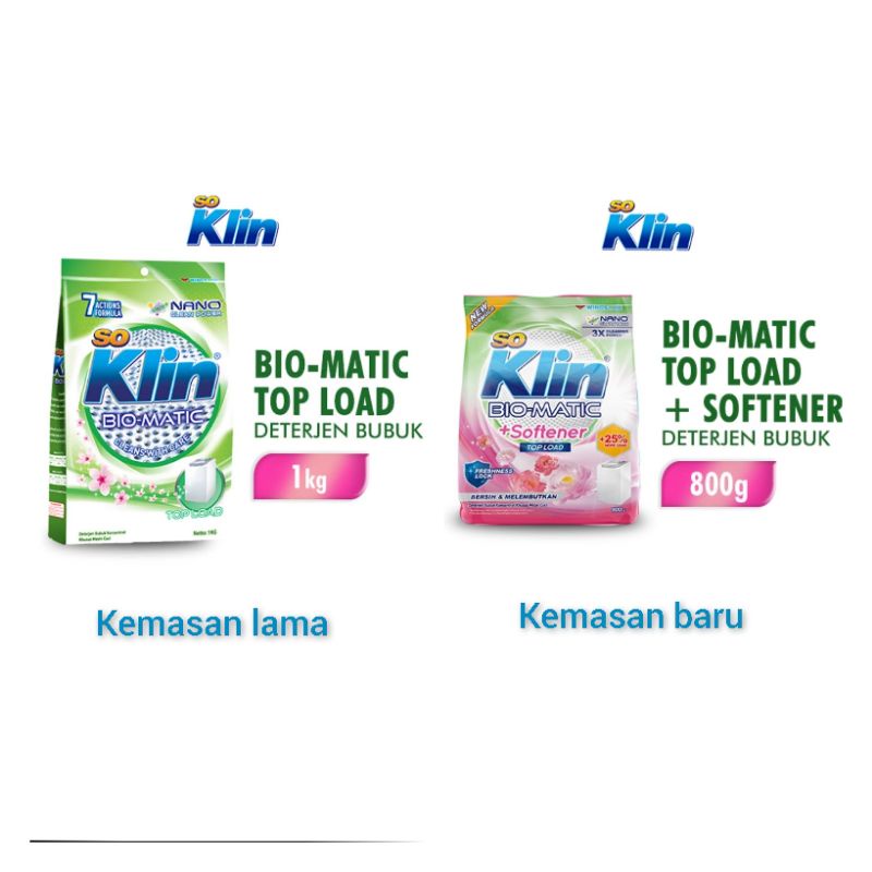 Jual SOKLIN Biomatic Powder Detergent Top Load Bag new 800gr | Shopee ...