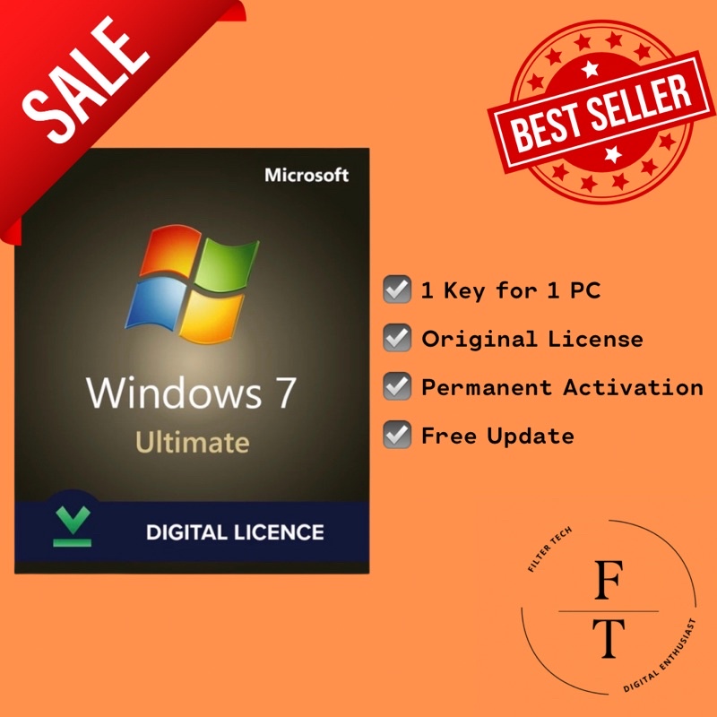 Jual Windows 7 Ultimate Pro 32/64 bit Original Lisensi Shopee Indonesia