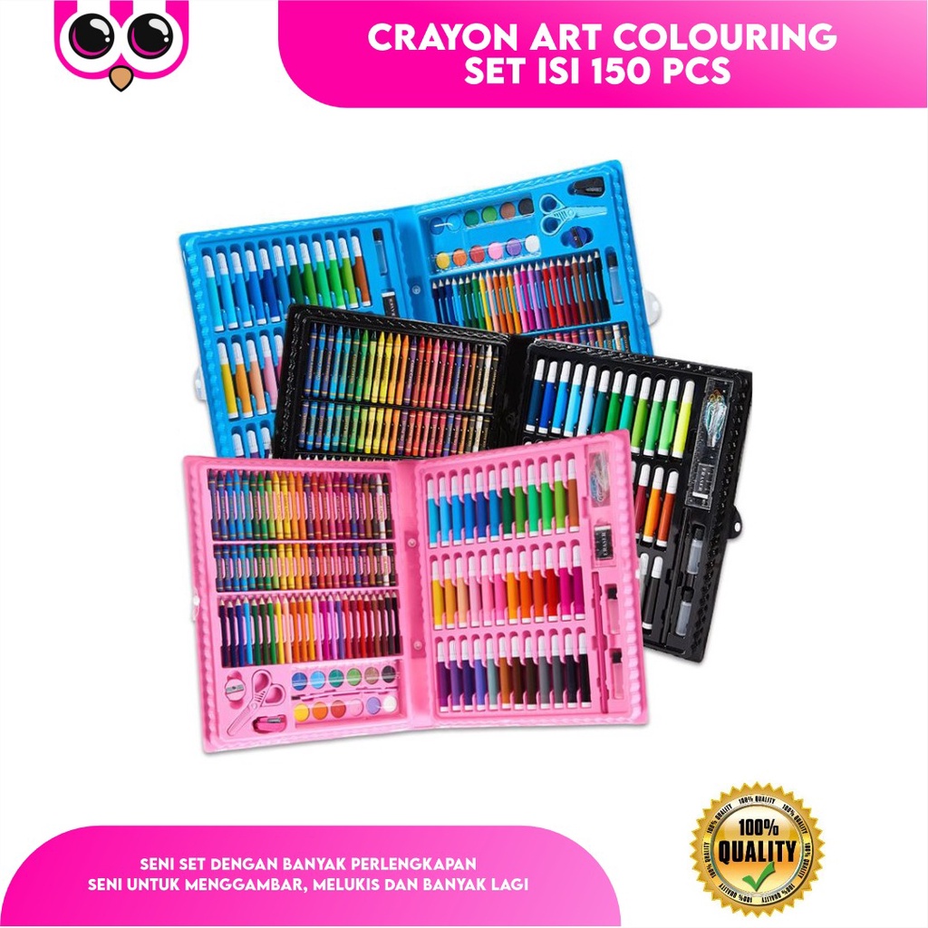 Jual CRAYON ART COLOURING SET ISI 150 PCS / ALAT MELUKIS DAN MEWARNAI