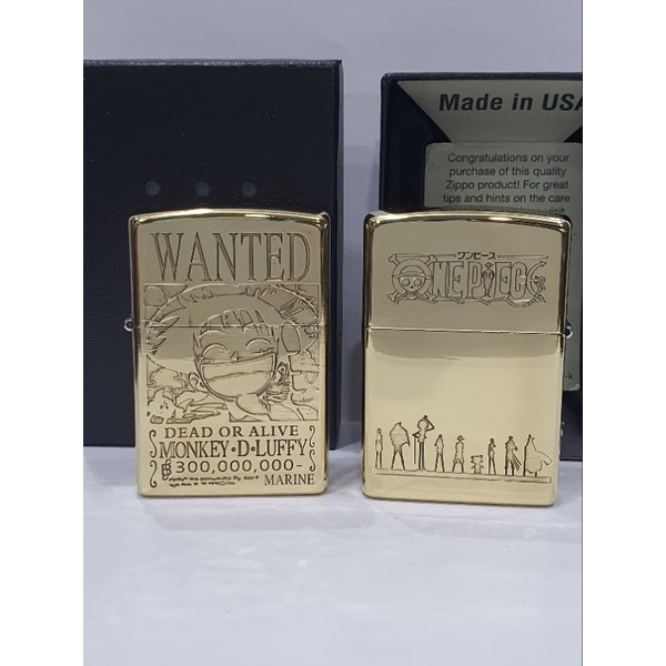 One Piece Wanted Luffy Engraved Gold Lighter Zippo – Anime Lighters