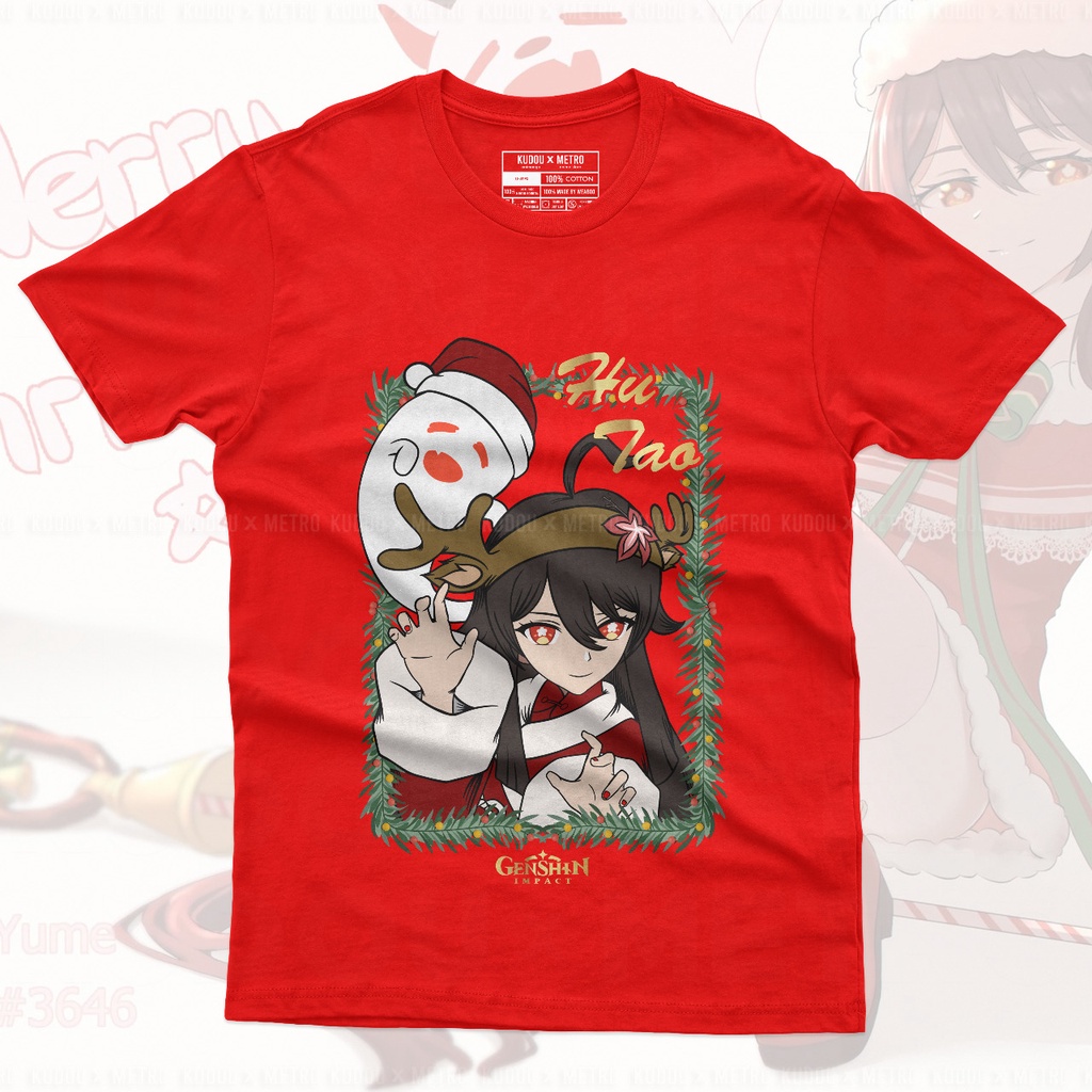 Jual Tshirt Hu Tao Xmas Eve Anime Gaming Genshin Impact Baju natal ...