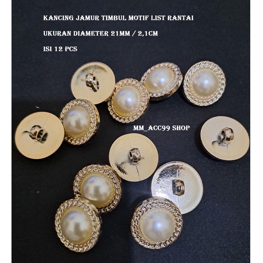 Jual 12 PCS KANCING JAMUR TIMBUL LIST RANTAI 21MM 2,1CM | Shopee Indonesia