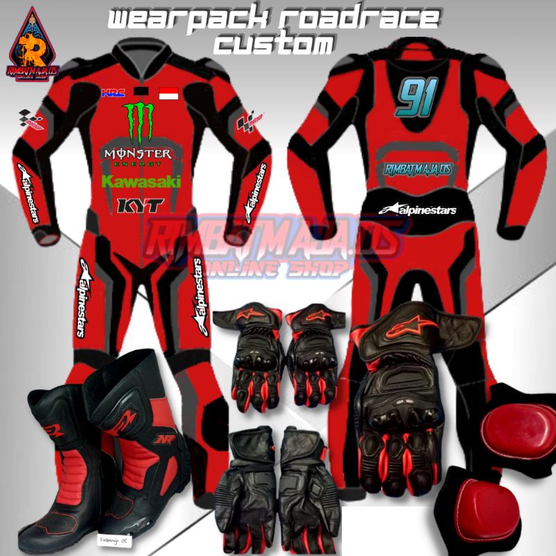 Jual Paket Custom Wearpack Roadrace Balap Set Sepatu slinding pad Glove ...