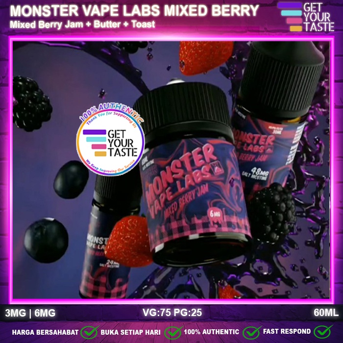Jual Liquid Monster Vape Labs Mixed Berry Jam USA 60ML by Jam Monster x ...