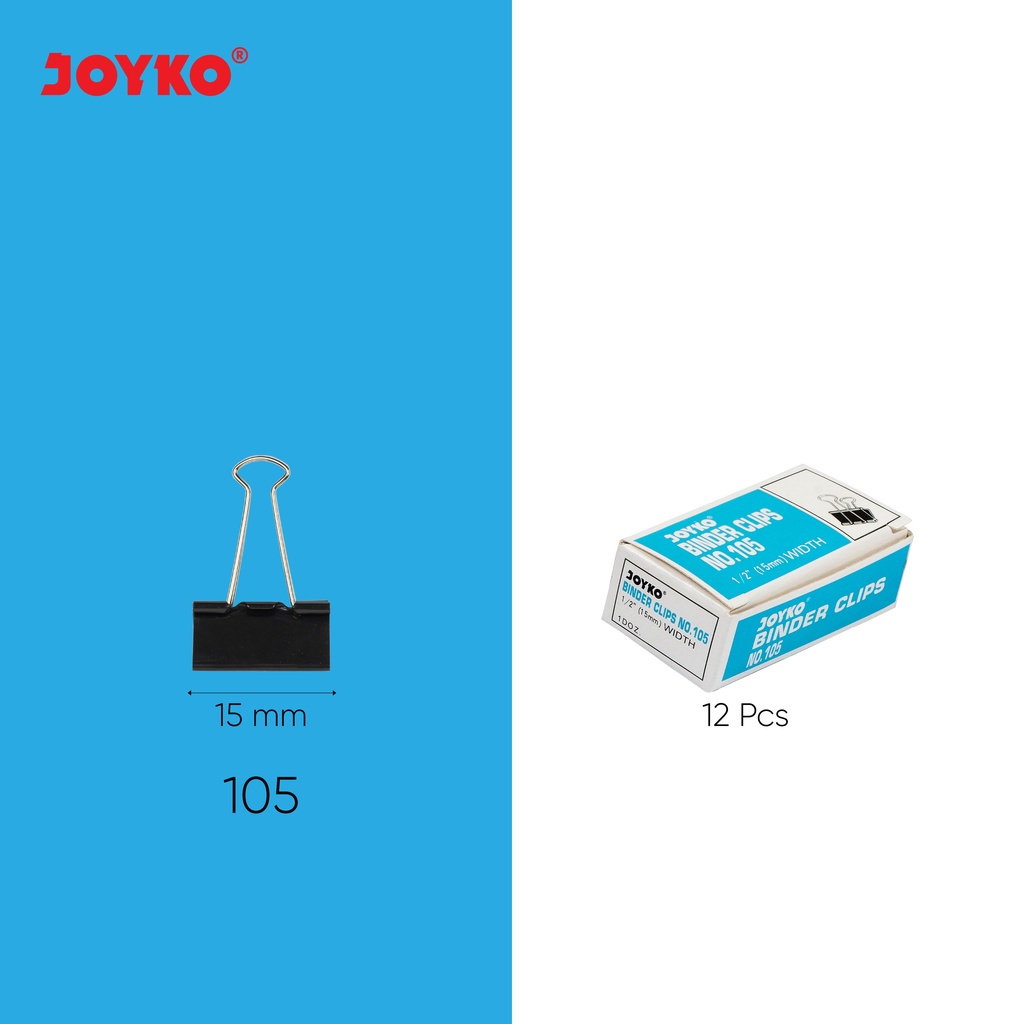 Jual Binder Clip Joyko No - 105 Ukuran 15 mm 1 Box isi 12 Pcs Penjepit ...