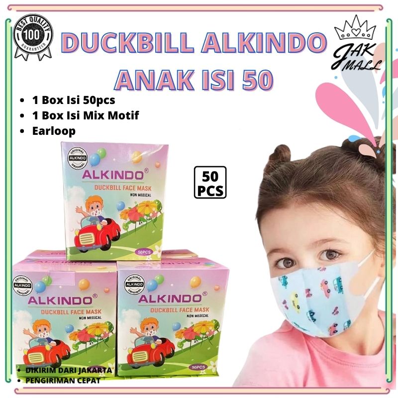 Jual Masker Duckbill Alkindo Anak 1 Box Isi 50pcs Masker Anak 4Ply JM ...